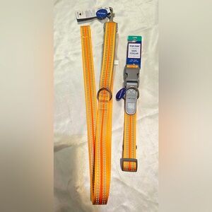 Top Paw Orange Reflective Dog Collar and Leash Set (L)